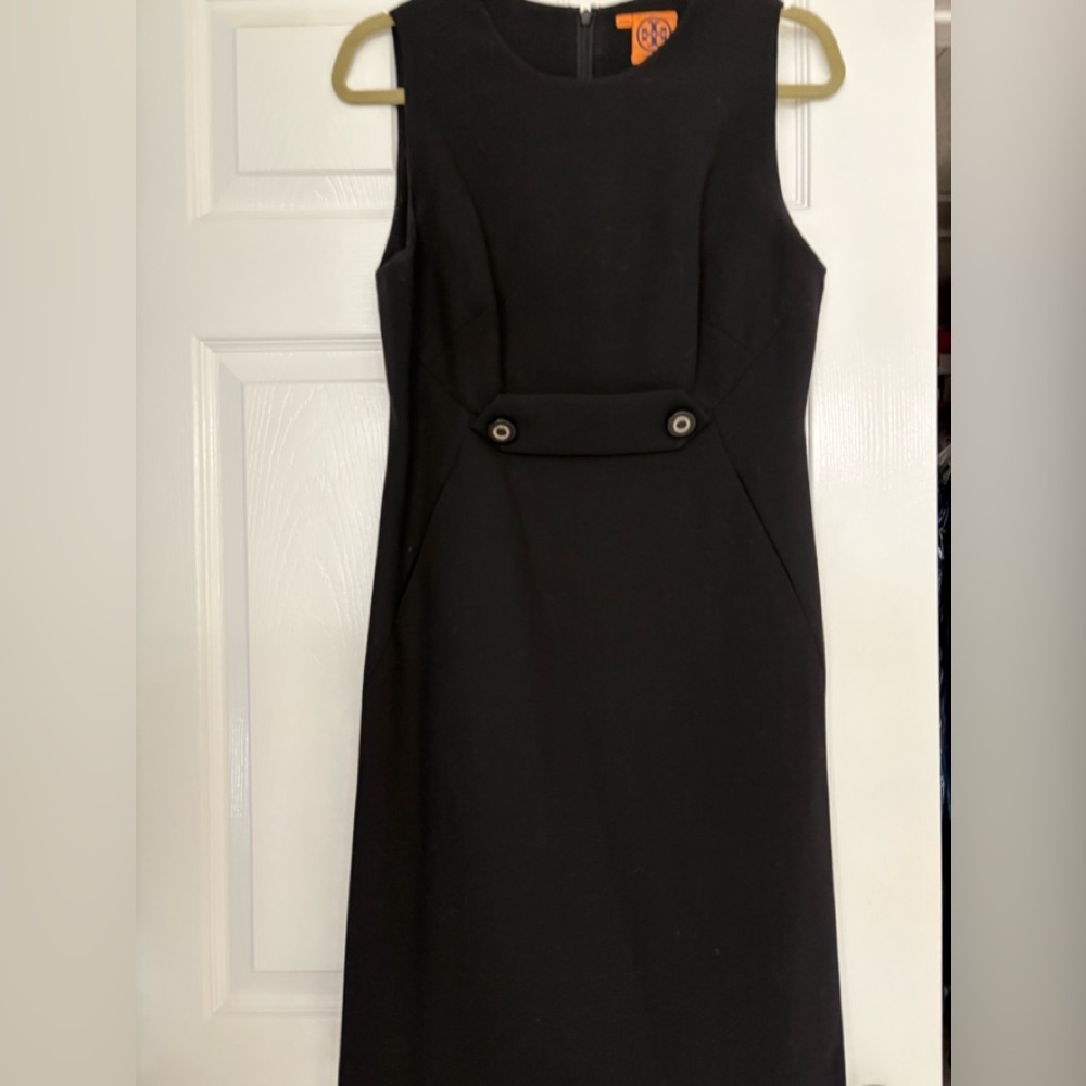 Tory Burch Black Sleeveless Top with Button Accents